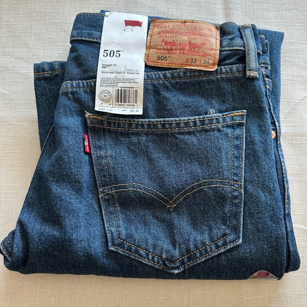 Levi's Men's Dark Indigo Straight Jeans - Picture 2 of 4